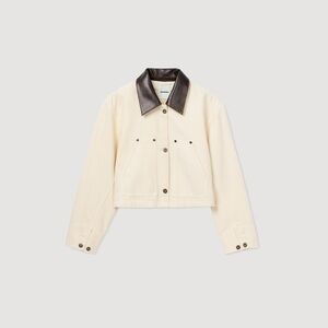 Sandro Cream Utility Jacket with Brown
LEATHER COLLAR WORKWEAR JACKET